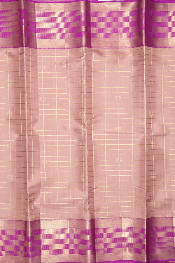 Kanchipuram Silk Saree In Cocoa Brown With Checks Design