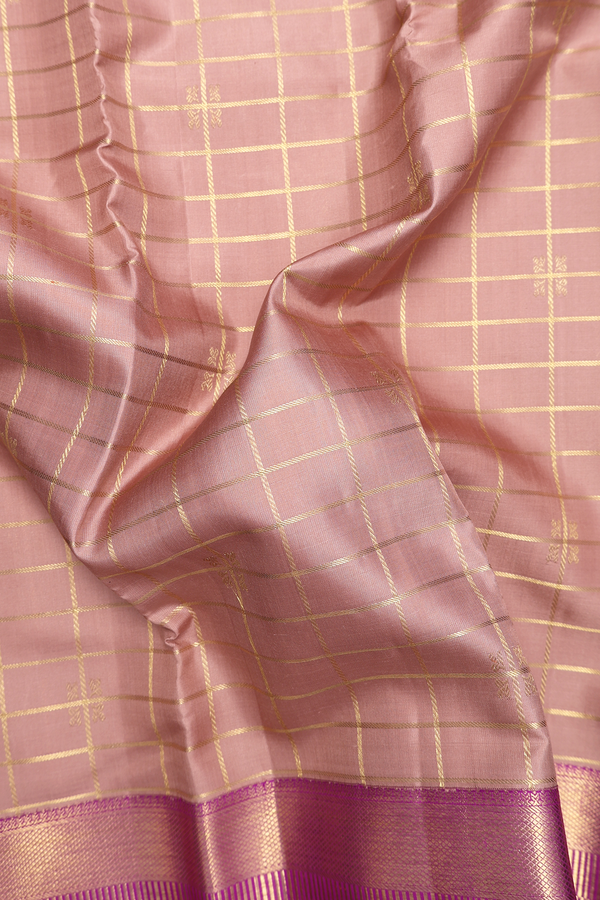 Kanchipuram Silk Saree In Cocoa Brown With Checks Design