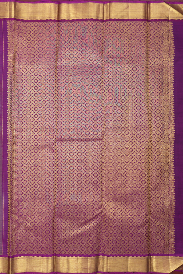 Kanchipuram Silk Saree In Cocoa Brown With Peacock Buttas