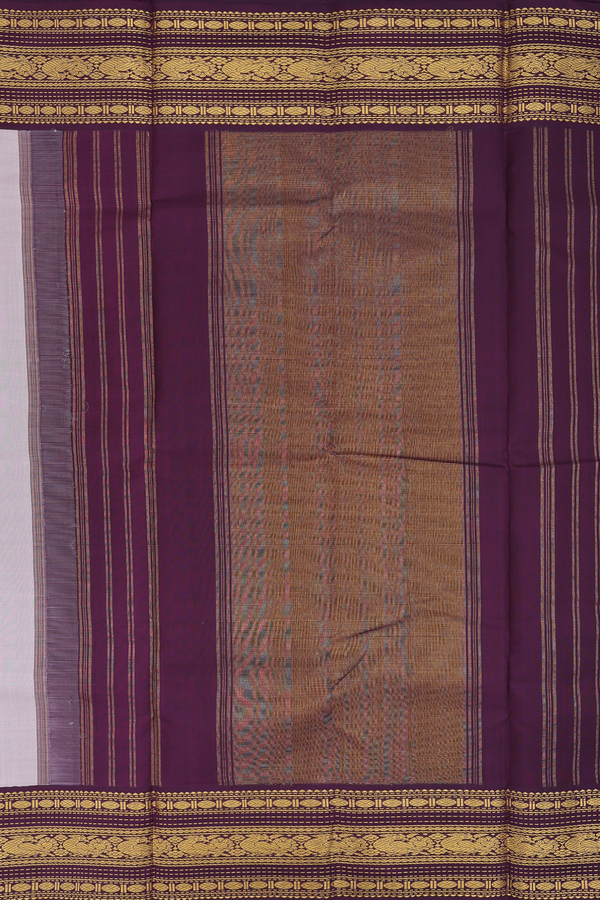 Kanchipuram Silk Saree In Cocoa Cream With Contrast Border