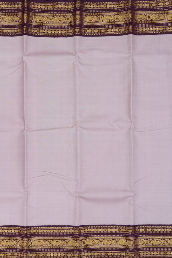 Kanchipuram Silk Saree In Cocoa Cream With Contrast Border