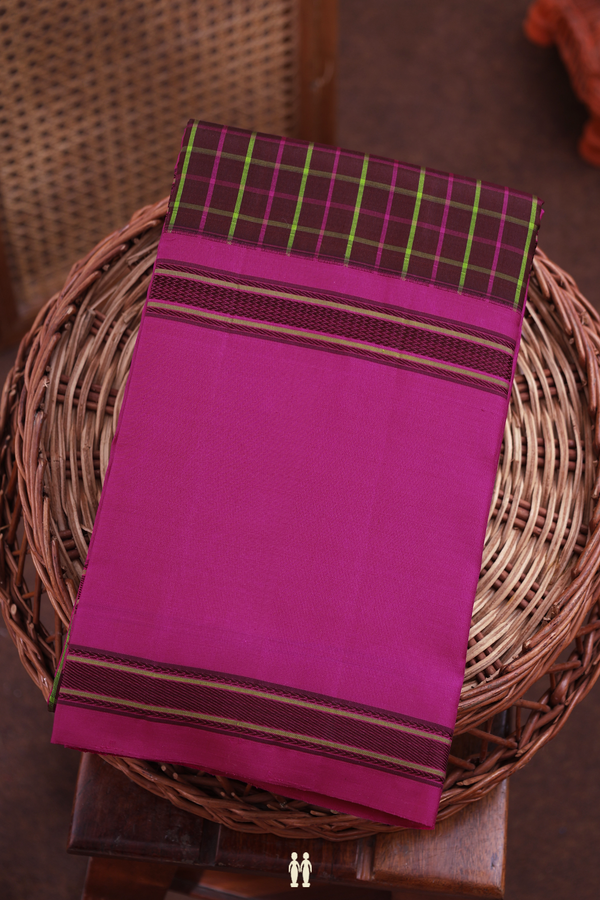 Kanchipuram Silk Saree In Coffee Brown With Checks Design