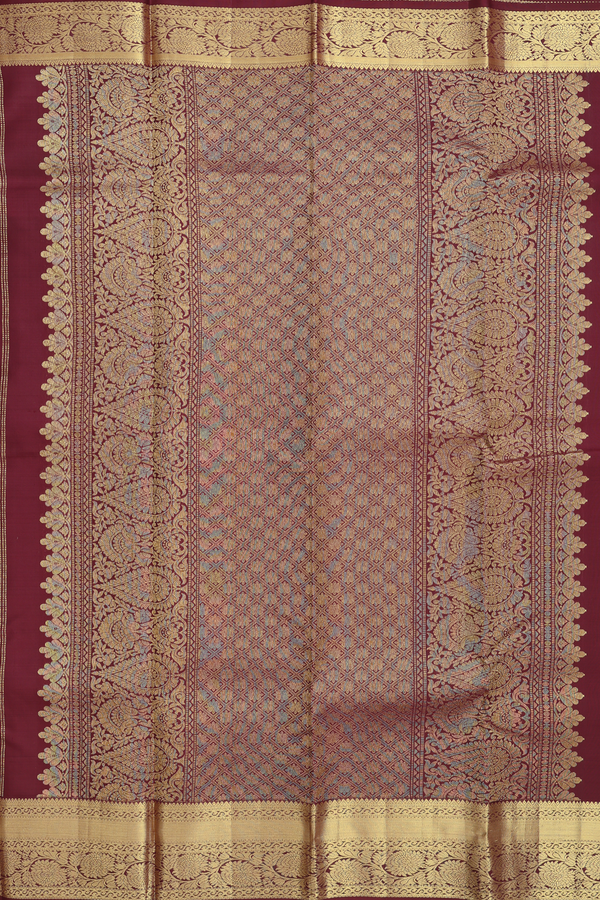 Kanchipuram Silk Saree In Coffee Brown With Checks Design