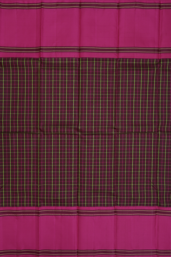 Kanchipuram Silk Saree In Coffee Brown With Checks Design