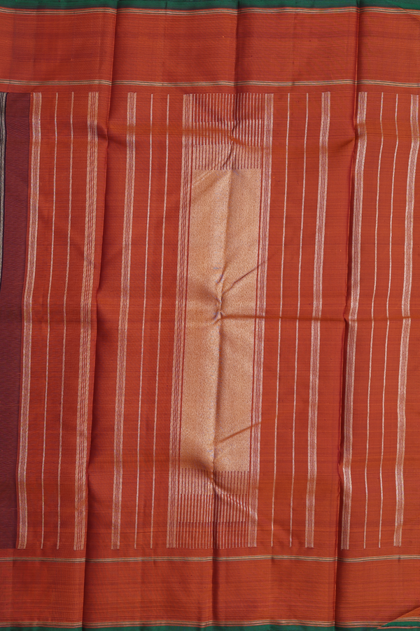 Kanchipuram Silk Saree In Coffee Brown With Contrast Border