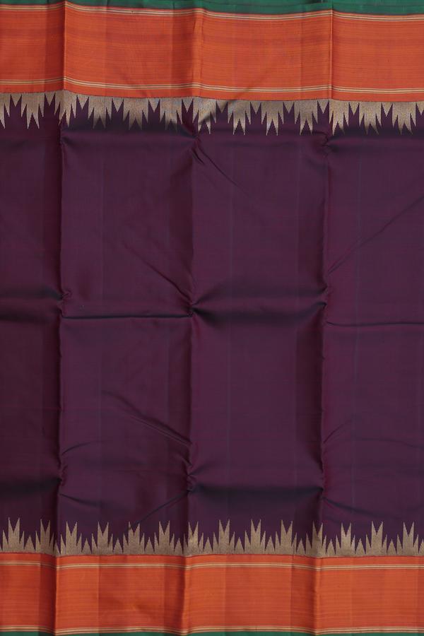 Kanchipuram Silk Saree In Coffee Brown With Contrast Border