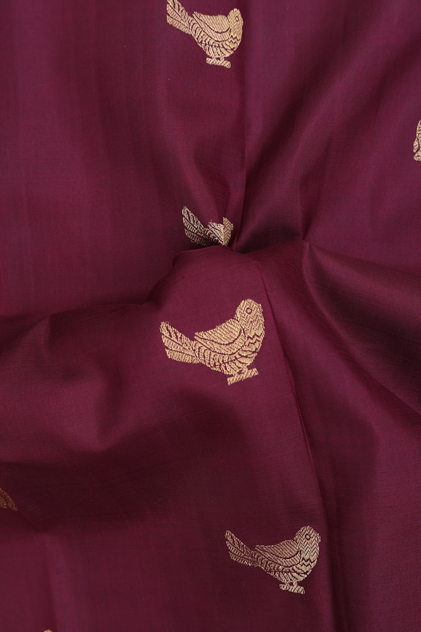 Kanchipuram Silk Saree In Coffee Brown With Elephant Buttas