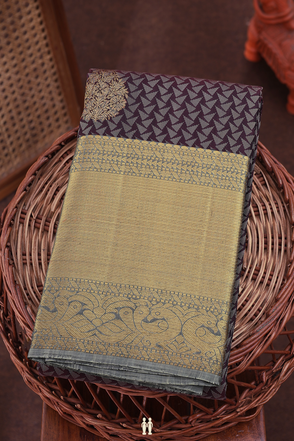 Kanchipuram Silk Saree In Coffee Brown With Jacquard Pattern