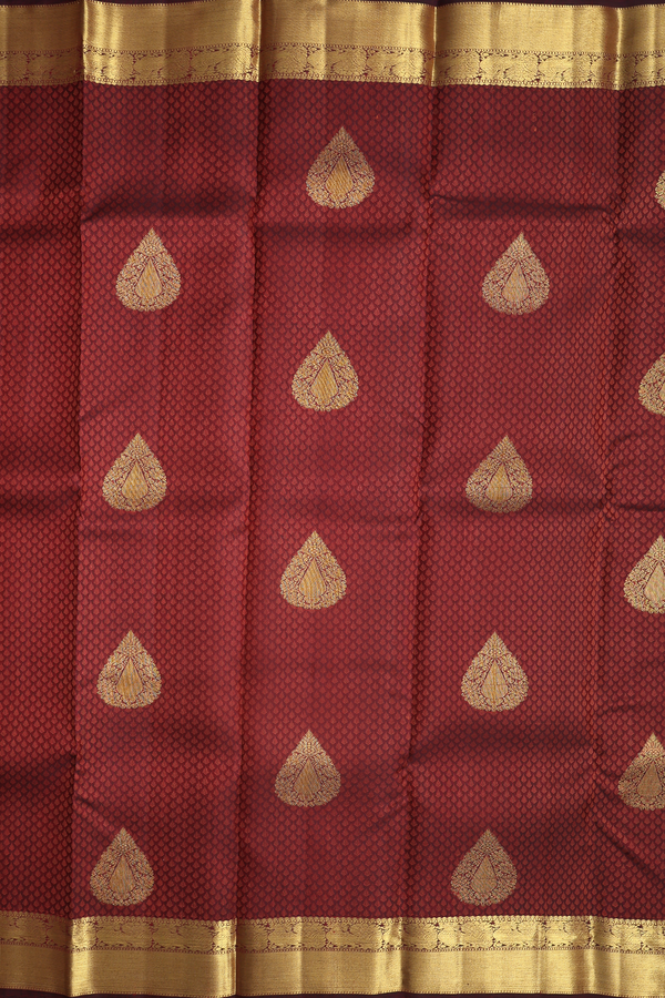 Kanchipuram Silk Saree In Coffee Brown With Jacquard Pattern
