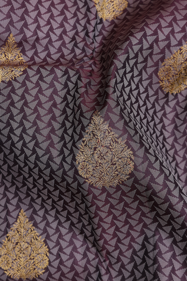 Kanchipuram Silk Saree In Coffee Brown With Jacquard Pattern