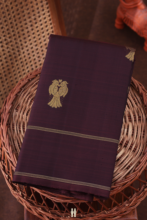 Kanchipuram Silk Saree In Coffee Brown With Parrot Motifs