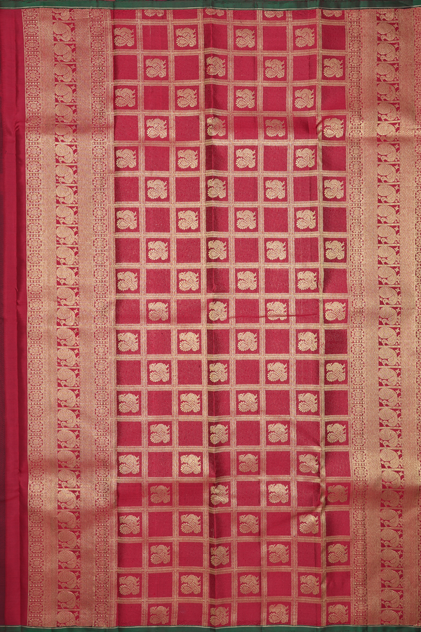 Kanchipuram Silk Saree In Coffee Brown With Peacock Buttas