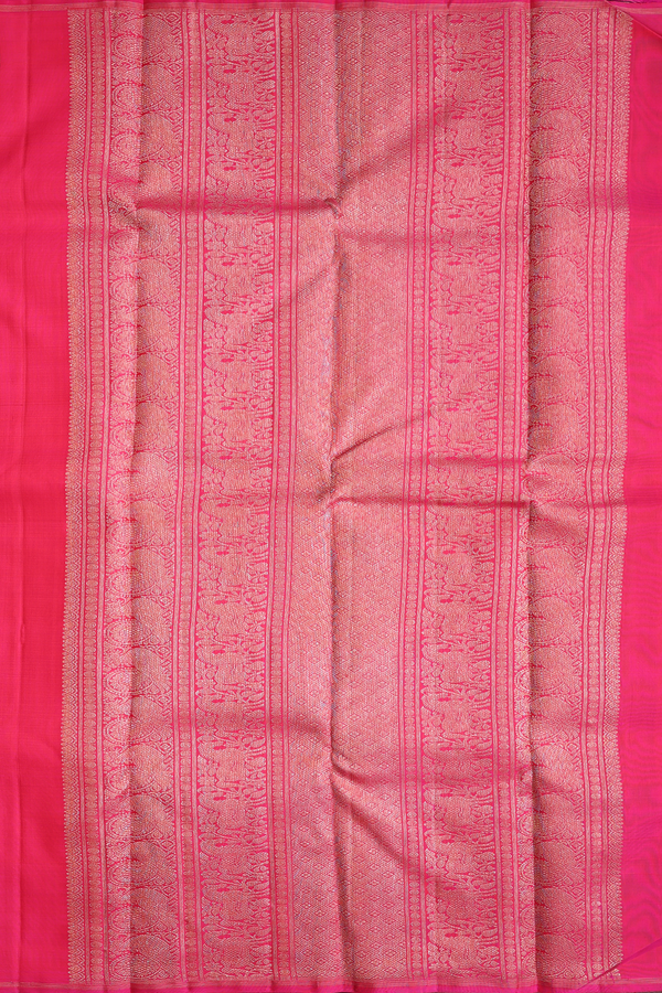 Kanchipuram Silk Saree In Coffee Brown With Peacock Buttas