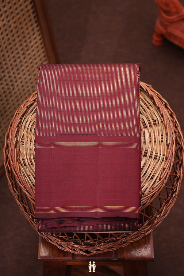 Kanchipuram Silk Saree In Coffee Brown With Stripes Design