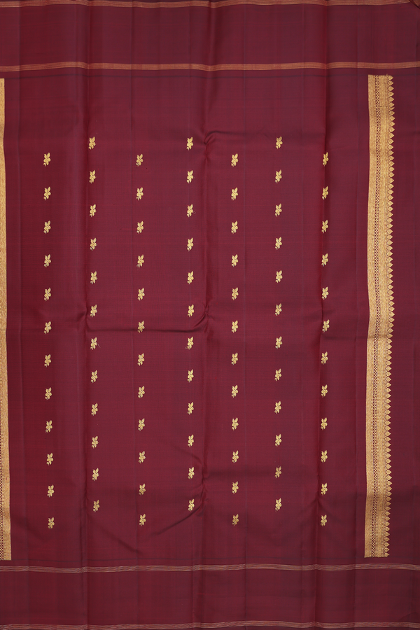 Kanchipuram Silk Saree In Coffee Brown With Stripes Design