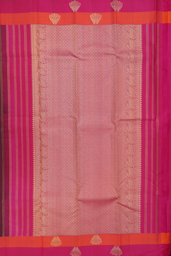 Kanchipuram Silk Saree In Coffee Brown With Stripes Design