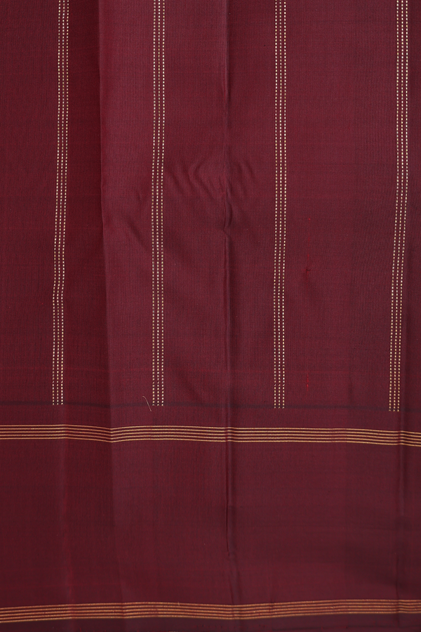 Kanchipuram Silk Saree In Coffee Brown With Stripes Design