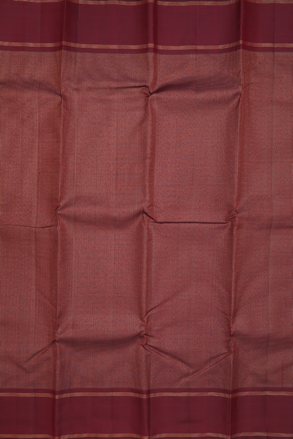 Kanchipuram Silk Saree In Coffee Brown With Stripes Design