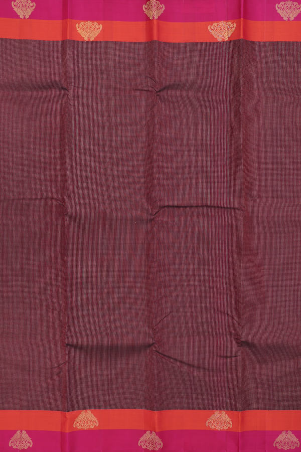 Kanchipuram Silk Saree In Coffee Brown With Stripes Design