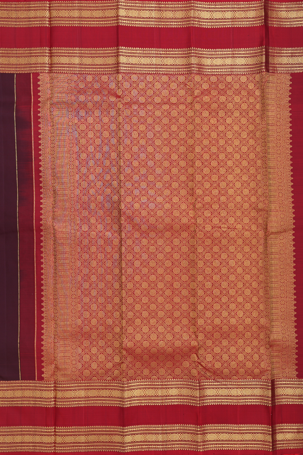 Kanchipuram Silk Saree In Coffee Brown With Zari Buttas