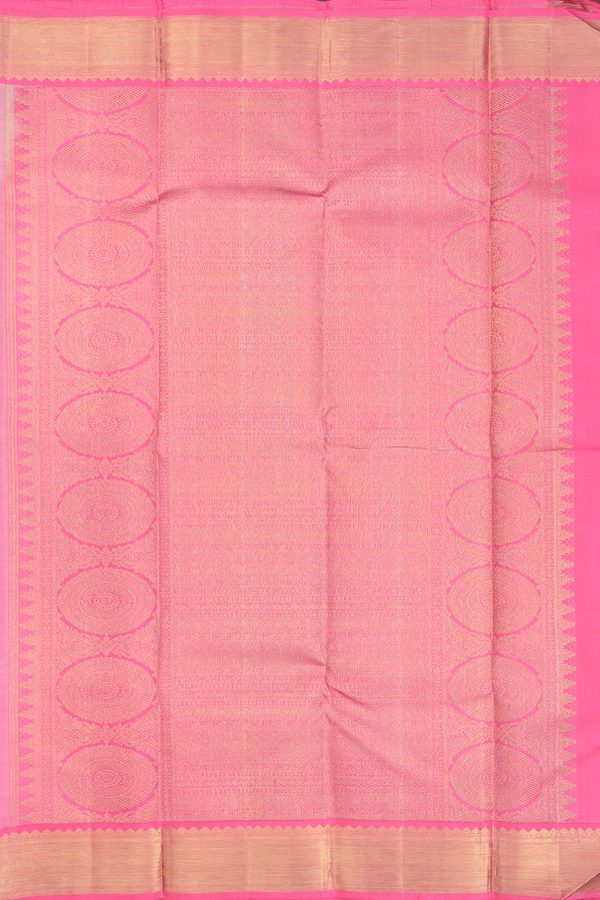 Kanchipuram Silk Saree In Greyish Cream With Floral Buttis