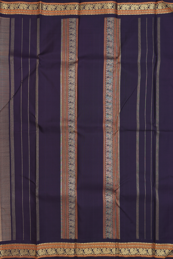 Kanchipuram Silk Saree In Coffee Cream With Threadwork Buttas