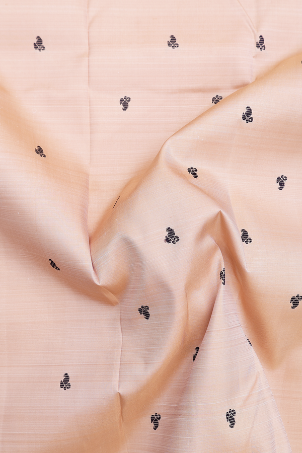 Kanchipuram Silk Saree In Coffee Cream With Threadwork Buttas