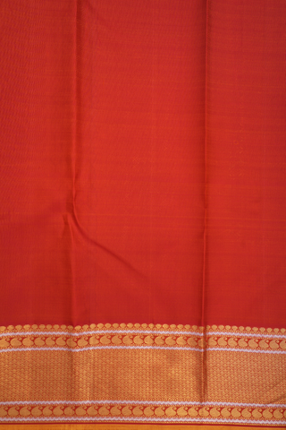 Kanchipuram Silk Saree In Copper Orange With Diagonal Design