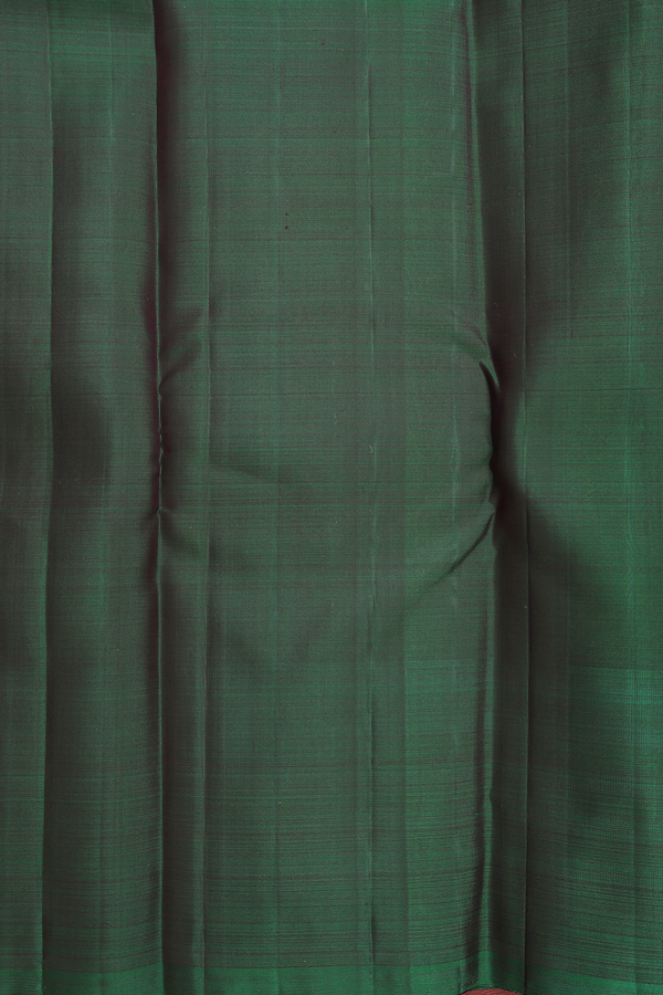 Kanchipuram Silk Saree In Copper Orange With Stripes Design