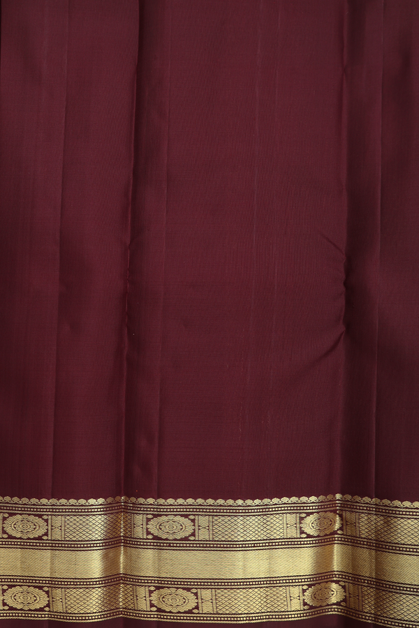 Kanchipuram Silk Saree In Copper Orange With Zari Buttas