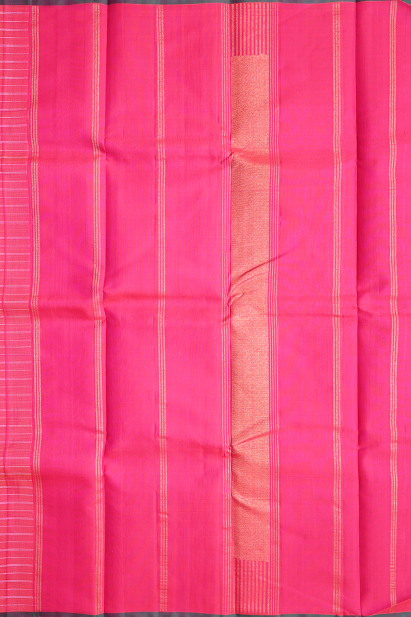 Kanchipuram Silk Saree In Coral Orange With Checks Design