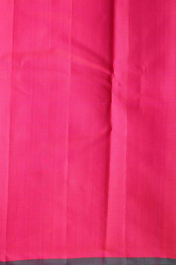 Kanchipuram Silk Saree In Coral Orange With Checks Design