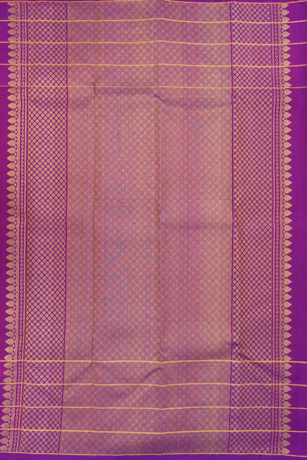 Kanchipuram Silk Saree In Coral Orange With Contrast Border