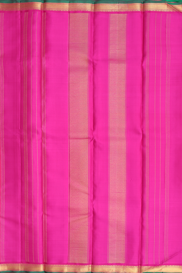 Kanchipuram Silk Saree In Coral Orange With Contrast Border