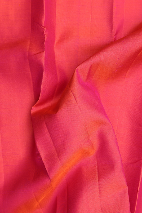 Kanchipuram Silk Saree In Coral Orange With Contrast Border