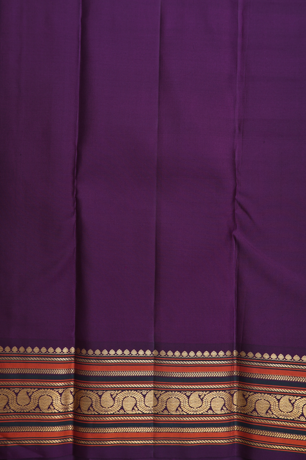 Kanchipuram Silk Saree In Coral Orange With Floral Buttas