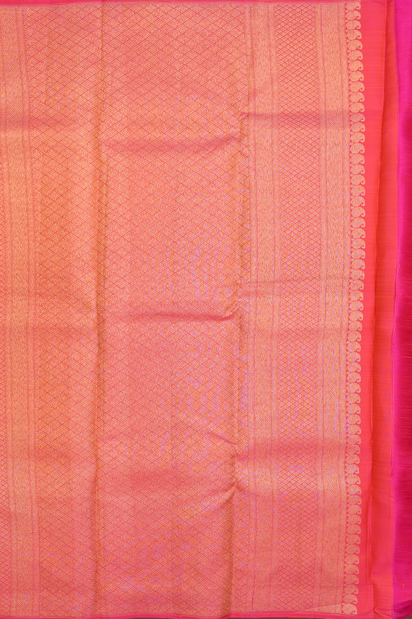 Kanchipuram Silk Saree In Coral Pink Stripes Design