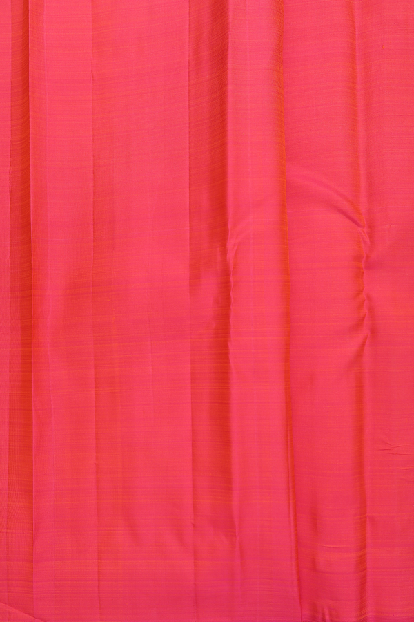 Kanchipuram Silk Saree In Coral Pink Stripes Design