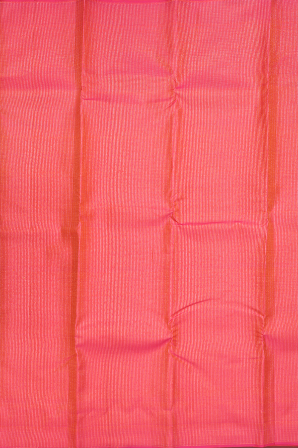 Kanchipuram Silk Saree In Coral Pink Stripes Design