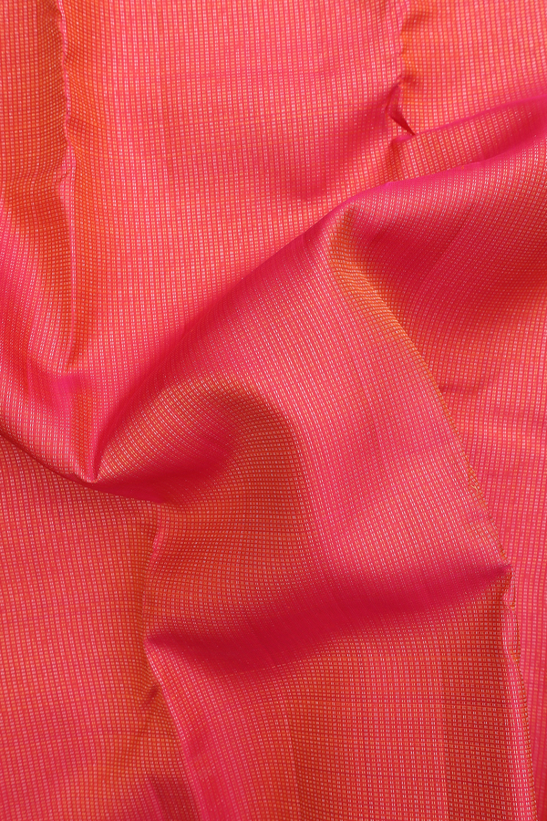 Kanchipuram Silk Saree In Coral Pink Stripes Design