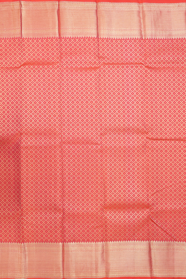 Kanchipuram Silk Saree In Coral Pink With Brocade Design