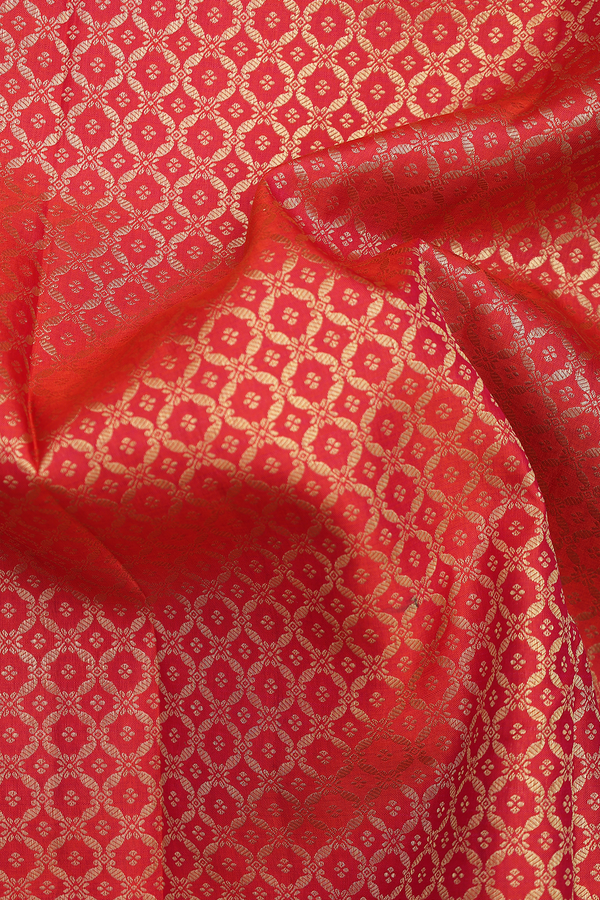 Kanchipuram Silk Saree In Coral Pink With Brocade Design