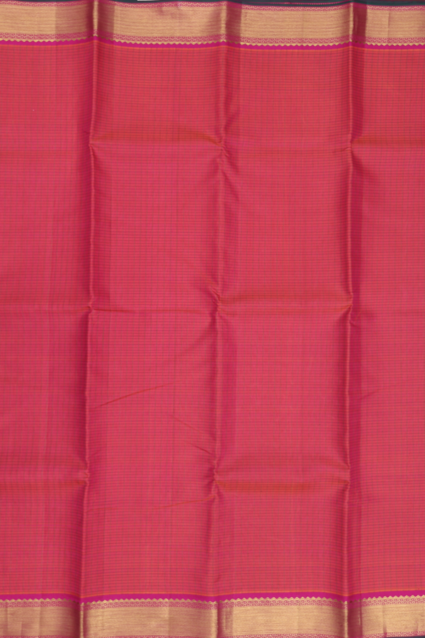 Kanchipuram Silk Saree In Punch Pink With Checks Design