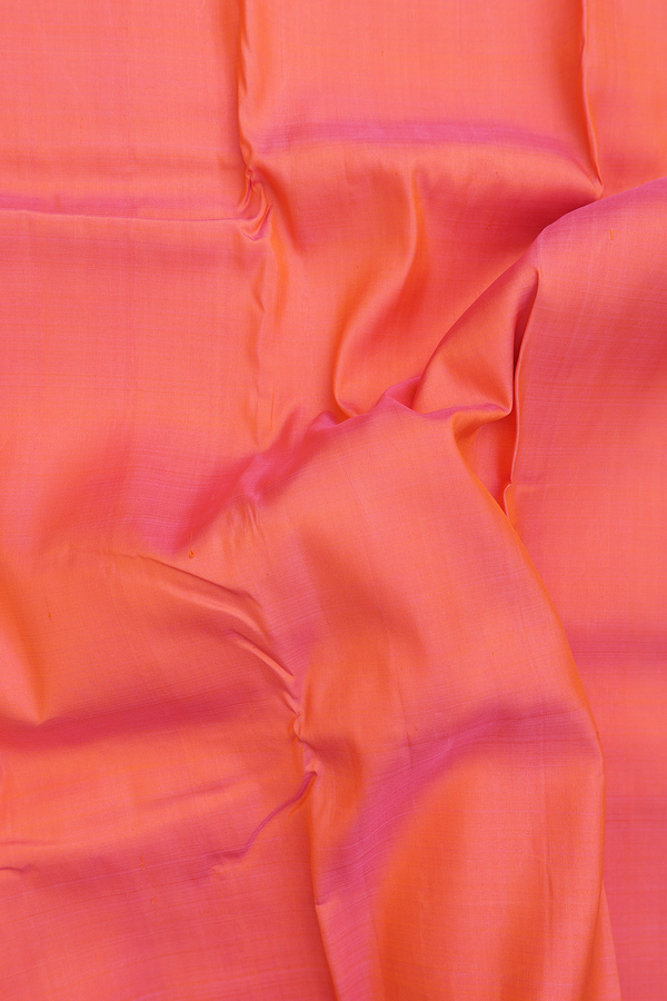 Kanchipuram Silk Saree In Coral Pink With Contrast Border
