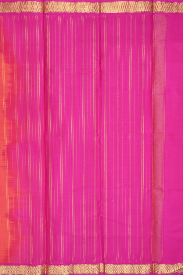 Kanchipuram Silk Saree In Coral Pink With Contrast Border