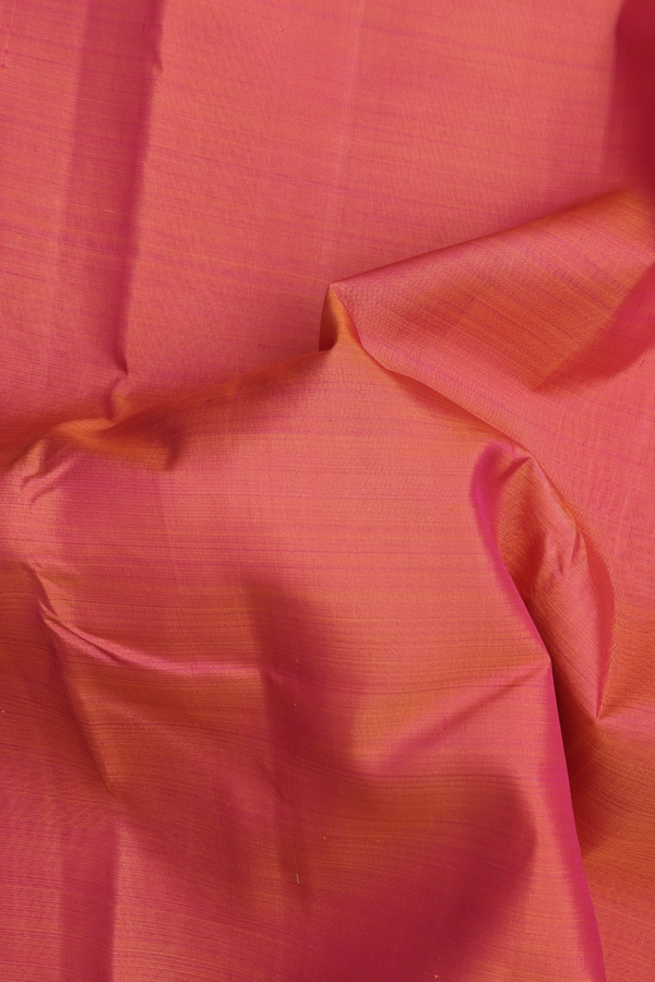 Kanchipuram Silk Saree In Coral Pink With Contrast Border