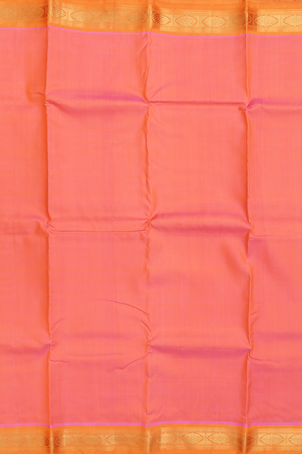 Kanchipuram Silk Saree In Coral Pink With Contrast Border