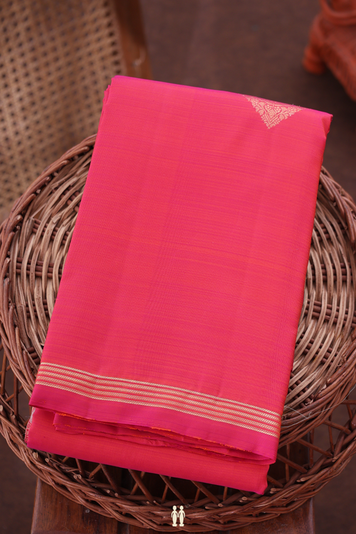 Kanchipuram Silk Saree In Rani Pink With Diamond Motifs