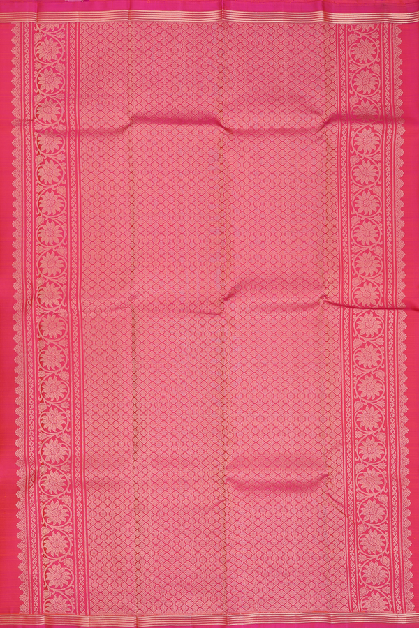 Kanchipuram Silk Saree In Rani Pink With Diamond Motifs