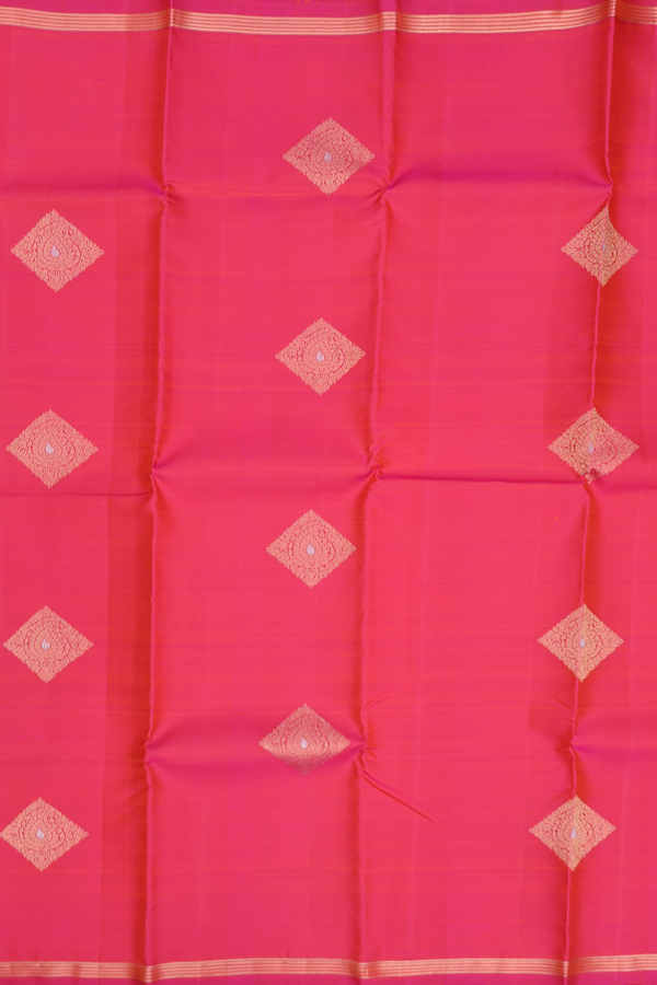 Kanchipuram Silk Saree In Rani Pink With Diamond Motifs